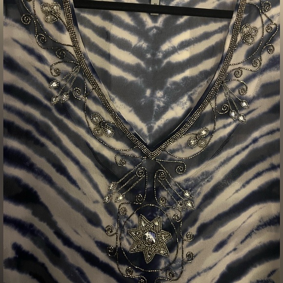 Beaded tie dye swim cover up - Picture 2 of 5